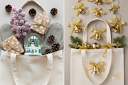 Christmas Tote Bag - Bundle 100 JPG, a Household Mockup by KennedyStudio (Thumbnail 11 of 16)