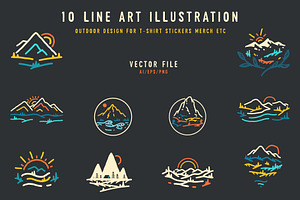 Nature outdoor logo lineart mountain