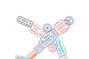 Immigration Stamps In Plane Shape