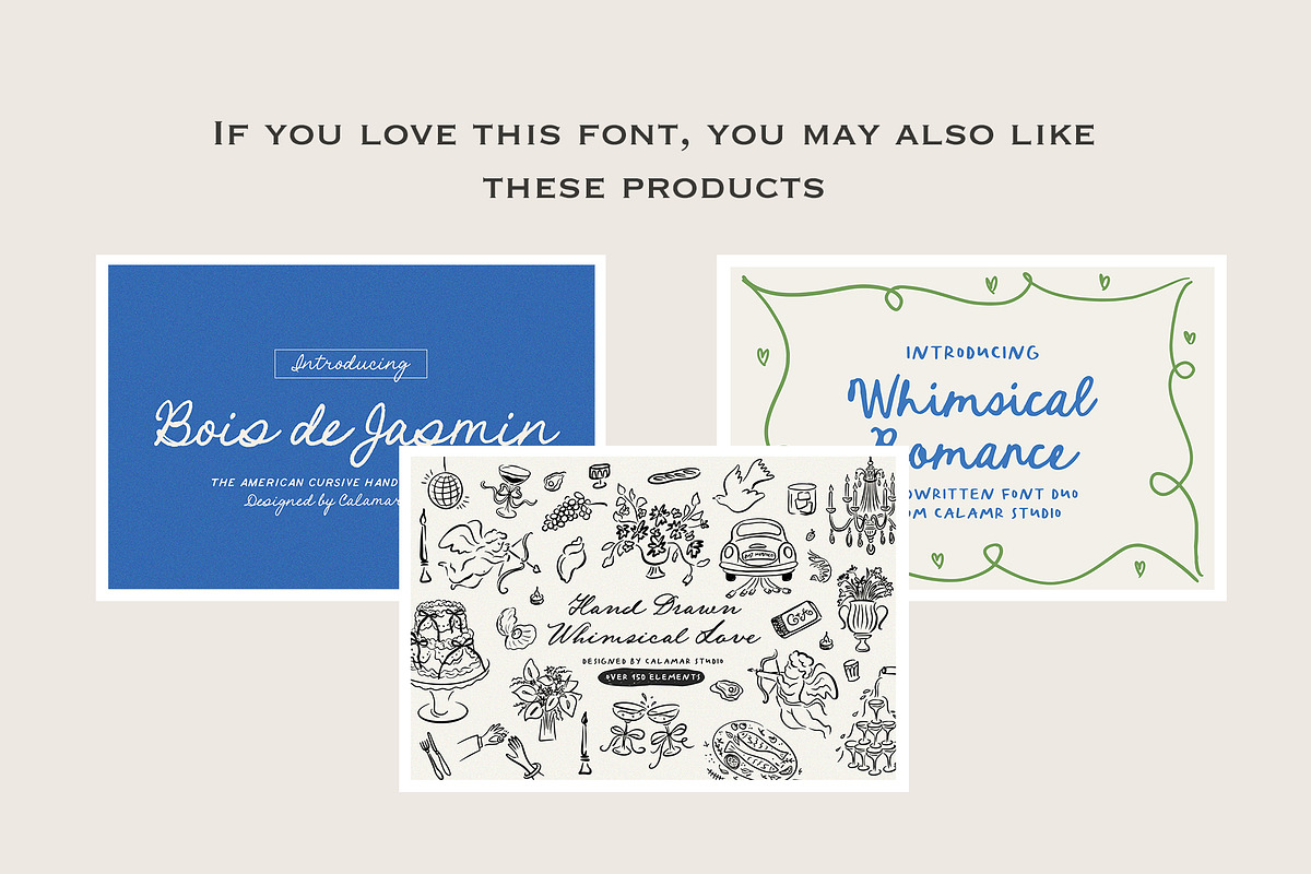 Cher Jardin | Whimsical Handwriting, a Script Font by Calamar Studio (Photo 19 of 19)