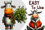 Christmas Cow Clipart, an Animal Illustration by cherrydesign (Thumbnail 4 of 4)