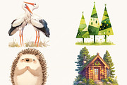 Watercolor Boho Woodland Clipart, an Animal Illustration by BusyDaydesign (Thumbnail 5 of 8)