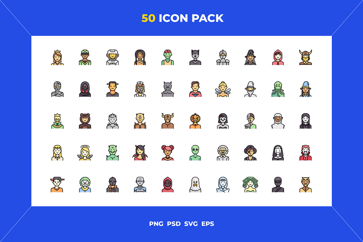 50 Halloween costume avatars icons, an Icon by Wencory (Photo 1 of 2)