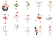 Watercolor Holiday Ballerina Clipart, an Illustration by Designking (Thumbnail 2 of 5)