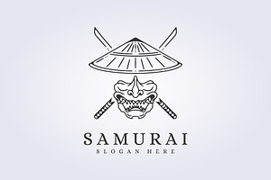 japanese samurai wear mask for logo