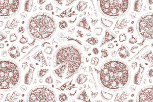 Pizza Seamless Patterns Set