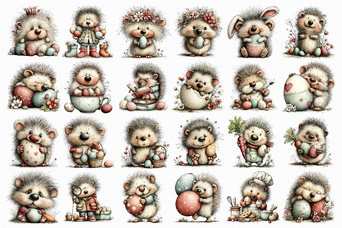 Whimsical Easter Hedgehog Clipart, an Illustration by Libby Wishes (Photo 4 of 4)
