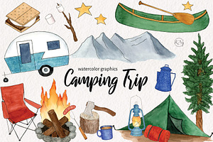Watercolor Camping Graphics