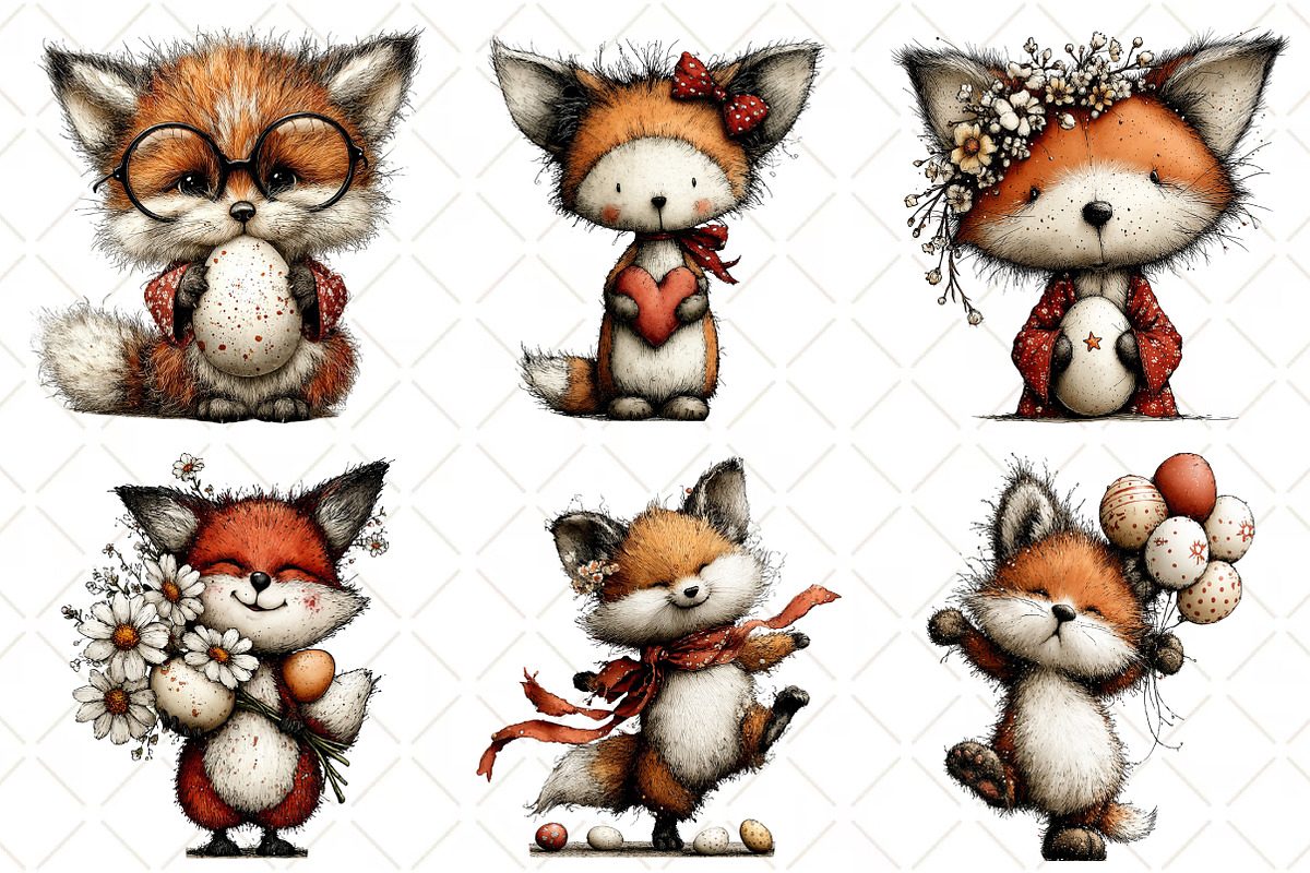 Whimsical Easter Fox Clipart, an Illustration by Black Bird Studio (Photo 3 of 6)