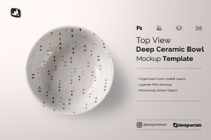 Top View Deep Ceramic Bowl Mockup