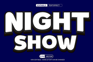 Night Show Vector 3d Editable Text