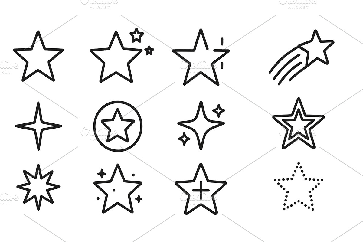 Collection of hand-drawn star, an Illustration by ZinetroN