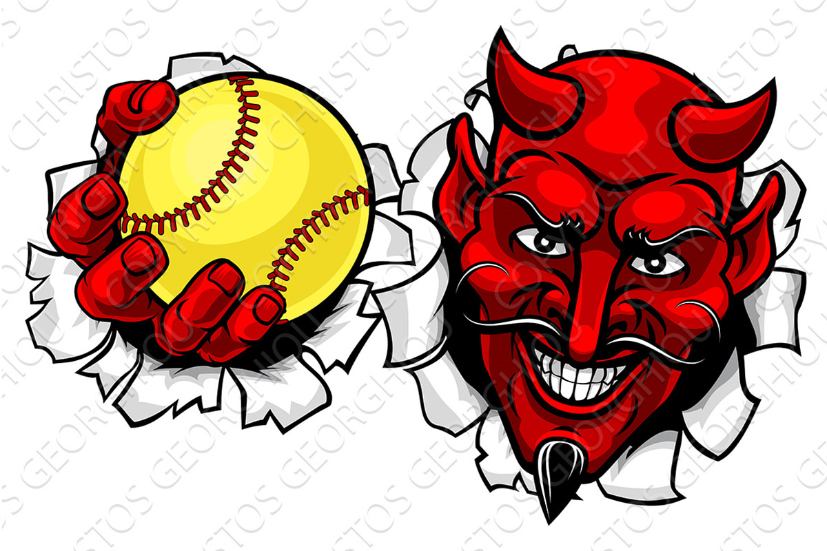 Devil Softball Sports Team Mascot, an Illustration by Christos ...
