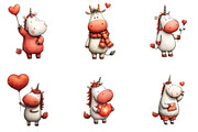 Whimsical Valentine Unicorn Clipart, an Illustration by CraftArtStudio (Thumbnail 3 of 6)