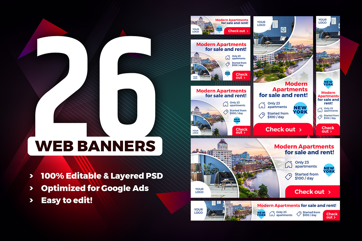 26 Web Banners for Google Adwords, a Templates & Theme by Better Be a Designer (Photo 1 of 6)