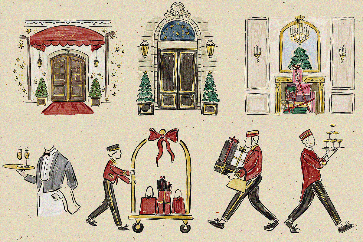 Christmas Grand Hotel Clipart, an Object Illustration by Teresa Art Store (Photo 7 of 7)