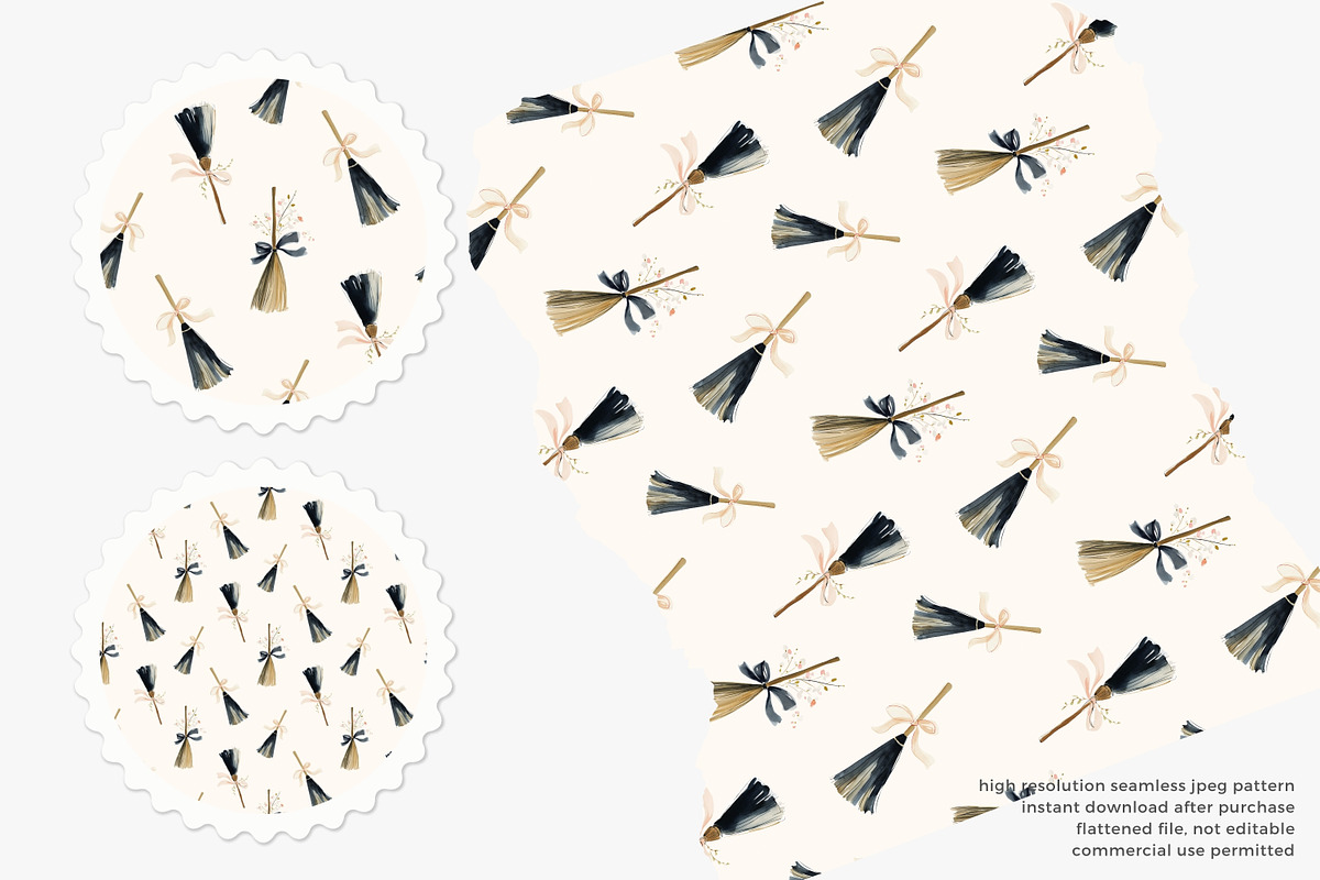 witch broom seamless pattern, a Pattern Graphic by Pink Studio Art (Photo 2 of 4)