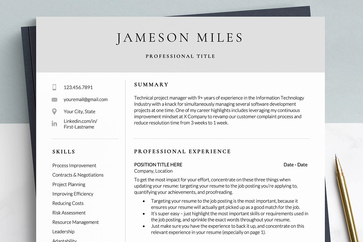 IT Tech Executive Resume Template, a Resume Template by Get Landed (Photo 1 of 12)