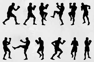 Kickboxing Silhouettes SVG #2, a Sport Illustration by newminddesign