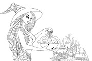 10 witches Halloween theme, an Illustration by Somjai King (Thumbnail 5 of 11)