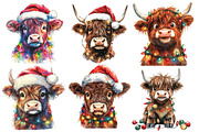 Christmas Highland Cow Clipart, an Illustration by Designworld (Thumbnail 2 of 5)