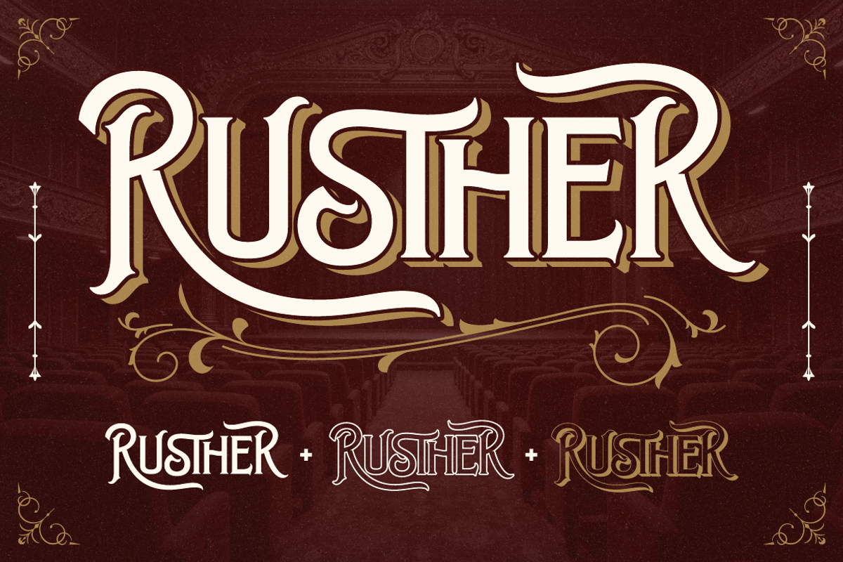 Rusther, a Serif Font by Burntilldead (Photo 5 of 12)