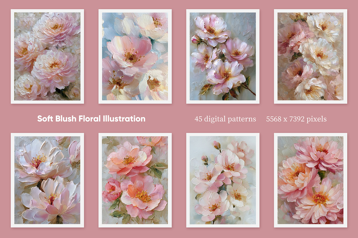 Soft Blush Floral Illustration, a Decorative Illustration by Housui Patterns (Photo 2 of 12)