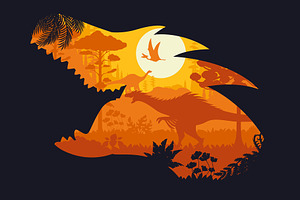 Dinosaur head silhouette, an Illustration by Vector Tradition