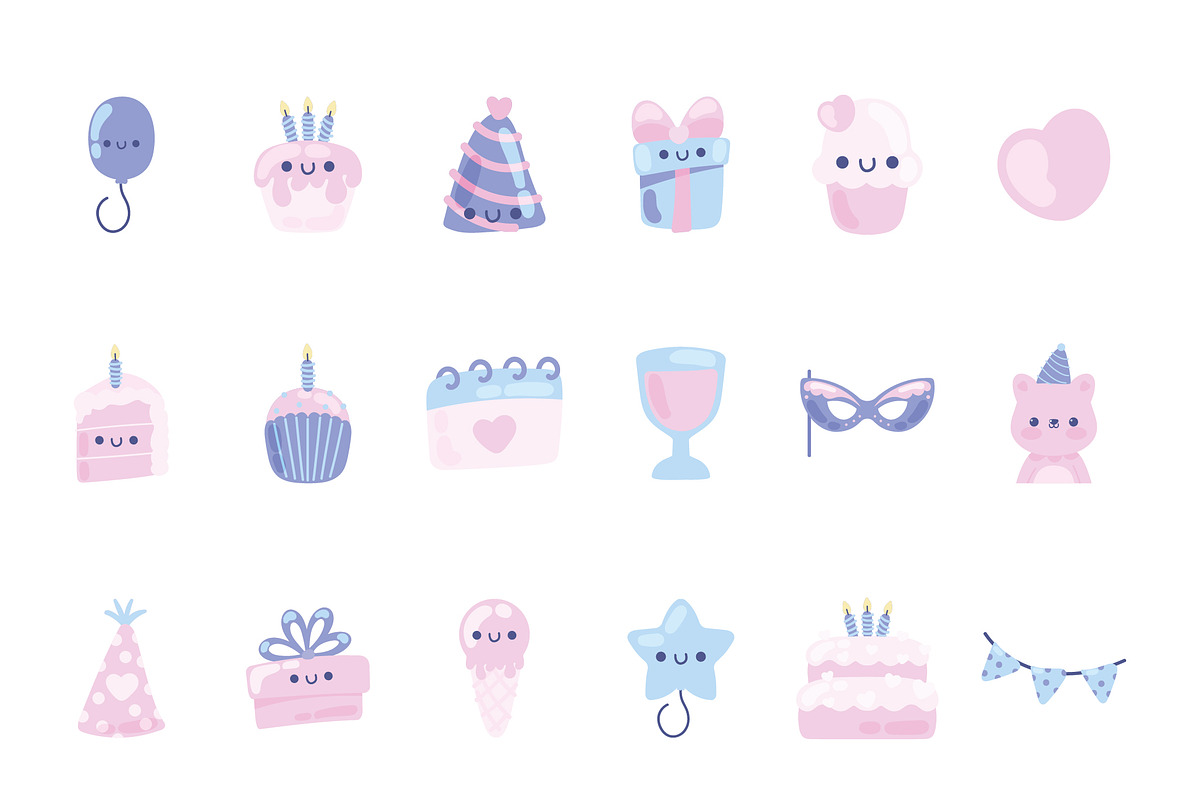 Birthday Doodle Illustration Set