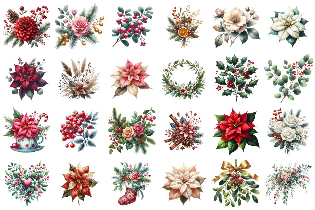 Christmas Flowers Clipart, an Illustration by Daily.Designs (Photo 2 of 3)