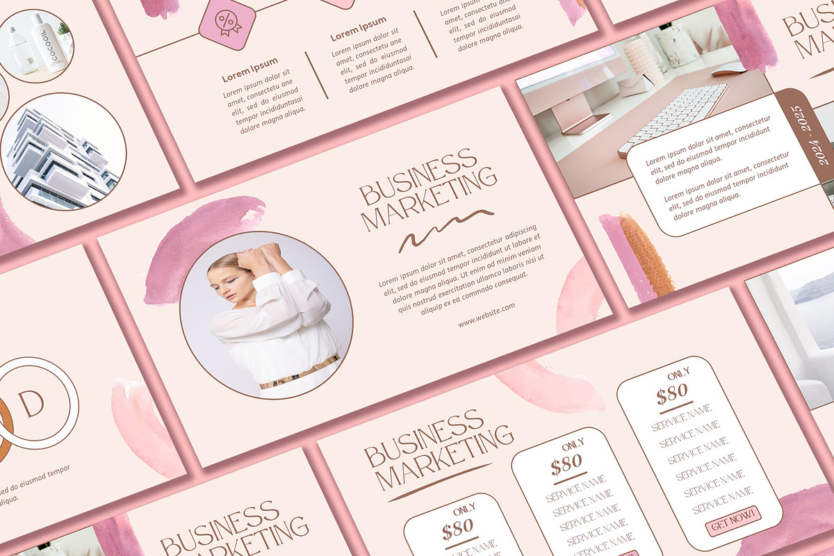 Brush Pink Powerpoint Template, a Presentation Template by SKY CREATION (Photo 1 of 6)