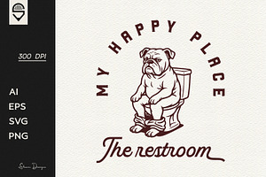 Funny Bulldog Restroom T-shirt, a Graphic by shaondesigns