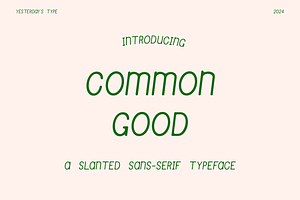 Common Good | Slanted Display Font