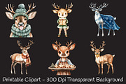 Christmas Reindeer Watercolor Clipar, an Illustration by RobertsArt (Thumbnail 6 of 7)