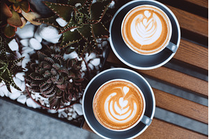 Two cups of cappuccino, a Food & Drink Photo by Anna Efetova