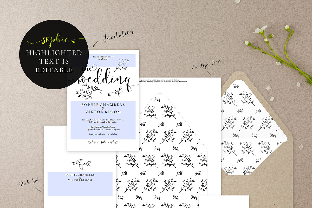 Wedding Invitation Suite, Sophie, an Invitation Template by Alice Bluefox (Photo 10 of 10)