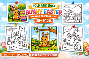 Bold & Easy Bunny Easter, a Seasonal Illustration by Design Station