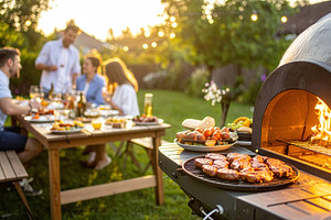 Friends Enjoying Backyard Barbecue at Sunset, a Photo by Davizro's Market