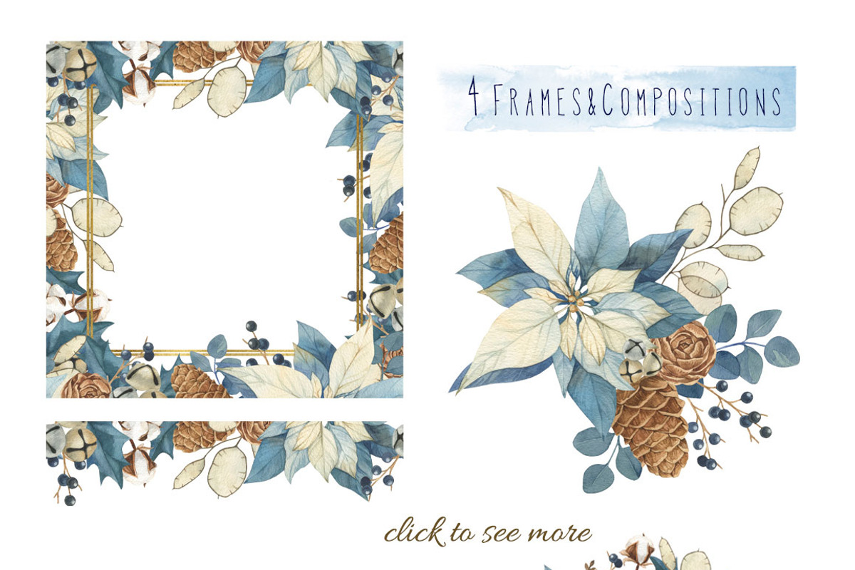 Frosty winter watercolor set, an Illustration by PS_patterns (Photo 3 of 5)