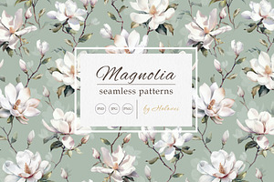 Watercolor Magnolia Patterns