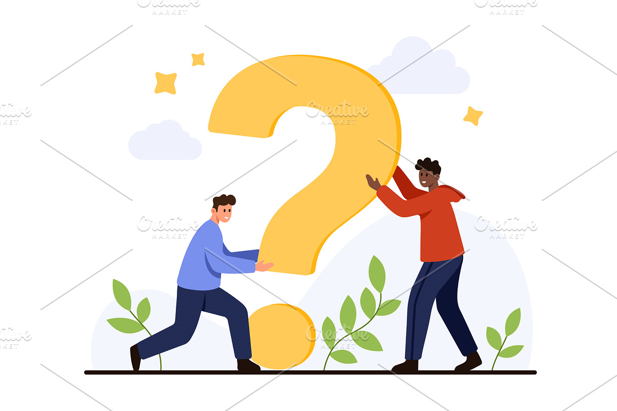 People Holding Large Yellow Question, a Person Illustration by Flashvector