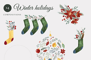 Watercolor WINTER HOLIDAYS