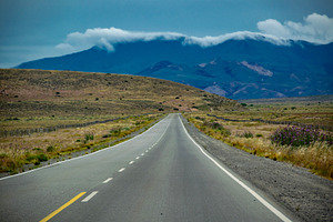 Highway crossing steppe patagonia andes landscape, gualjaina, ch, a Nature Photo by DanFLCreativo