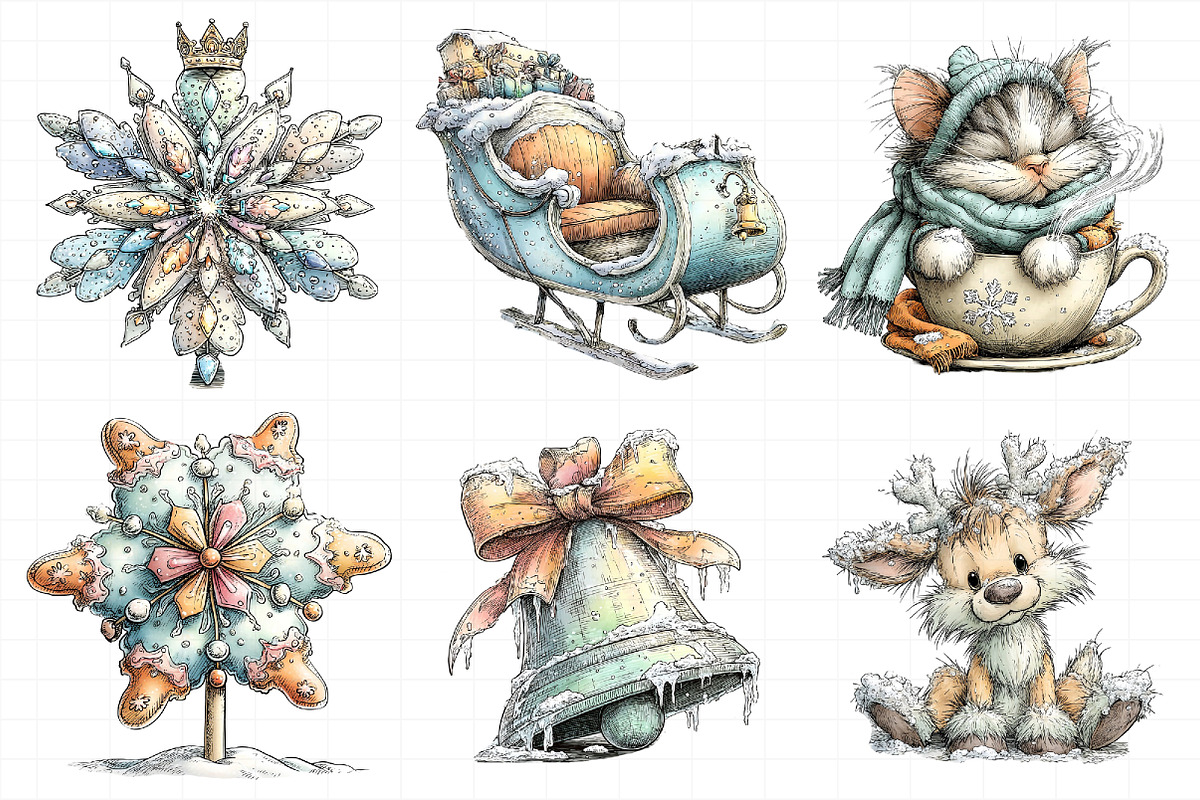 Whimsical Icy Blue Christmas Clipart, an Illustration by Daily.Designs (Photo 4 of 5)