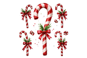 watercolor Christmas candy cane, a Seasonal Illustration by Creative design (Thumbnail 4 of 7)