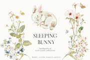 Watercolor Bunny & Wildflowers  set, a Decorative Illustration by Grace Noboa Illustrations (Thumbnail 1 of 11)