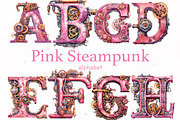 Pink Steampunk Alphabet, a Decorative Illustration by GlamArtZhanna (Thumbnail 1 of 6)