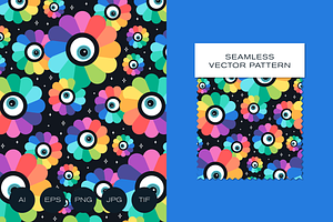Psychedelic Flower Eyes Pattern
