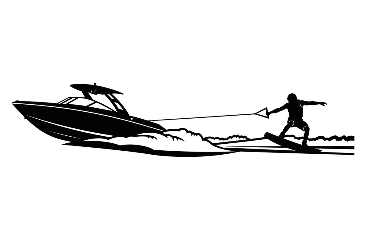 Water Ski Silhouette Vector Bundle, an Illustration by Designs_River (Photo 45 of 51)