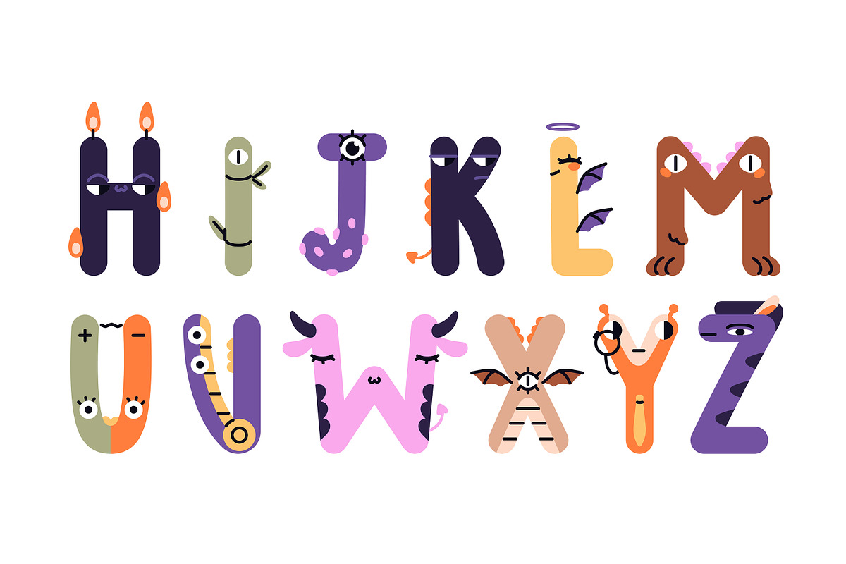 English alphabet, monsters letters, an Animal Illustration by PaperTrident (Photo 3 of 5)